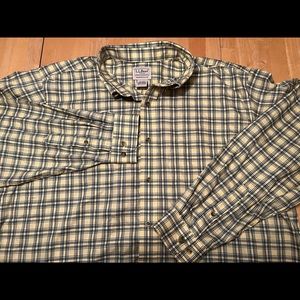 L.L.Bean Button Up Shirt Mens XL Long Sleeve Yellow Plaid Traditional Fit EUC